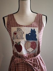 Vintage 60s 70s Patchwork Cottage Core Apron Jumper Maxi Dress