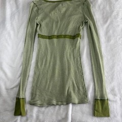 Hollister green striped v-neck babydoll long sleeve top y2k vintage mcbling