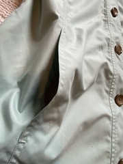 VTG Lands End Mint Green Lightweight Trench Coat Lined Button Up Women’s Medium