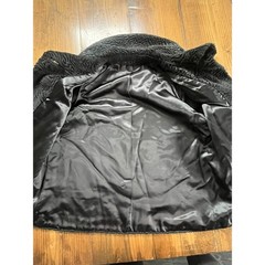 Vintage Borre Sportowne Black Faux Fur Swirl Pattern Coat Mid Length Jacket