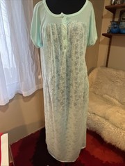 Gilligan O’Malley Robbin’s Egg Blue Nightgown Dress Sheer Lace Cotton Blend L
