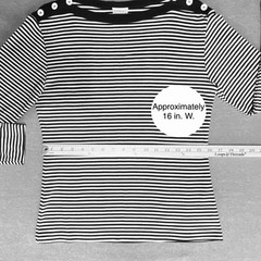 Vintage Long Slv. Tee French Stripes Black & White 55% Combed Cotton Size L, EUC