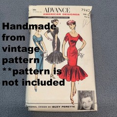 Vtg Handmade Suzy Perette Advance 7942 Floral Ruffle Hem Party Dress Pink