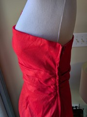 Vintage 90s Masquerade One-Shoulder Red Cocktail Dress with Rosette Detail