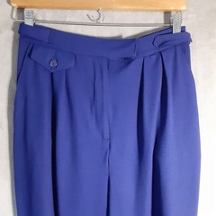 Vintage Stirrup Pants Chaus 10 – Blue High Waist Front Zip Poly Rayon Blend 80’s