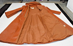 Vintage Leather Coat Vanessa Size 9/10 70s Glossy Cinnamon Brown Made Argentina