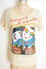 vintage 80s tee cream New Orleans mask print French Quarter top t-shirt S