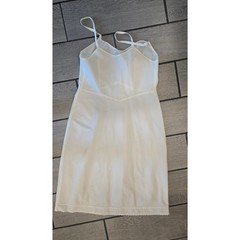 Vintage Snip-It White Full Slip 36 Nylon Dacron Adjustable Straps Scalloped Hem