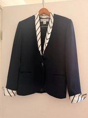 Christian Dior Boutique Vintage Navy Skirt Suit Size 4 Removable Collar & Cuffs