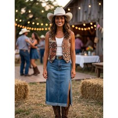 Vivaldi Women’s Vintage Brown Rust Floral Western Rodeo Festival Vest Size Large