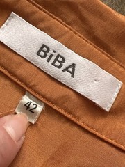Vintage BiBA Women’s Terracotta Cotton Embroidered Blouse Long Sleeve Size XL