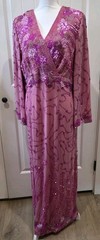 VTG Mode O Day Singapore Beaded Sequin Maxi Dress Flapper Gatsby Pink Measure L