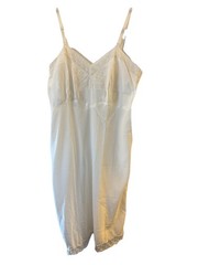 Barbizon Enthrall Full Slip Embroidered Eyelet Trim Sz 14.5 White Crepe Remarque
