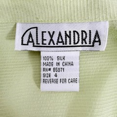 Alexandria VTG 100% Silk Lime Green Button Up Blouse Size 4 Deadstock NWT