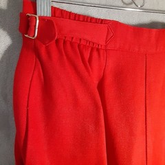 Vintage Stirrup Pants Chaus 10 – Red High Waist Front Zip Poly Rayon Blend 80’s