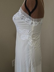 Vintage Nylon Neyret Chiffon Lace Full Slip Dress 34 Floral Pinup Pale Yellow