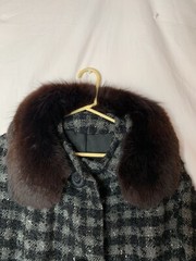 vintage 50s/60s long heavy coat, faux fur collar, no size tag see measurements