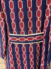 VTG 60s MOD Red Blue Tapestry Coat Sz S? Swing MCM Union Go-Go Groovy Baby FLAWS