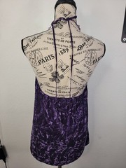 Vintage Victorias Secret Y2K 90’s Crushed Velvet Beaded Halter Top Split Front