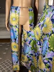 Vintage 60s 70s Psychedelic Flower Power Palazzo Wrap Pants Wide Leg Hippie