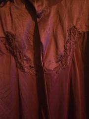 Vintage Vanity Fair Purple Satin Button Night Gown House Coat Robe Sz XL Lace