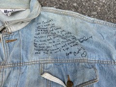 Senior Cords Style Denim Jacket Handwritten High School Varsity Chore Coat VTG