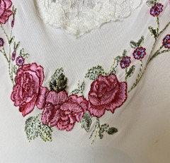 VTG California Dynasty Ivory Nightgown Lace Embroidered Rose Bridal Honeymoon XL