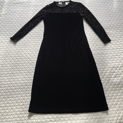 Vintage 90s Midi Dress Jacqueline Ferrar Sz 10 Black Velvet Burnout Fairy Grunge