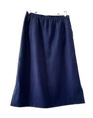 COURREGES PARIS Vtg Blue 100% Wool Skirt Pockets Lined Side Slits Size A (Small)