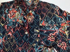 Vtg 1940’s Pajama Blouse Short Sleeve Button Front Loose Fit Sz L