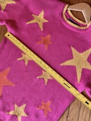 Vintage 90s Pink Stars Sweater Lizwear Liz Claiborne Knit Ramie Cotton M