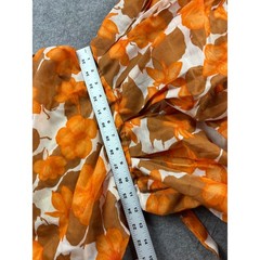 VTG 60s Orange Floral Tank Fit Flare Dress Mid Century Modern Retro Tropical XS
