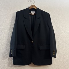 Vintage Toni Marie Black Blazer Women’s 12P Petite Lined Shoulder Pads NWOT