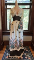 Vtg 60/70 Prairie Bohemian Semi Sheer Lace Gunne Sax Style Flare Sleeves Dress S