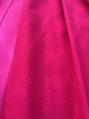 RARE! Vintage Linda Richards Henry Long Pink Wool Trench Coat Cream Overcoat 14