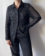 Vintage Frank Usher Beaded Silk Shirt – Size S