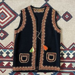 Vintage Ukrainian Ethnic Folk Kiptar Embroidered Wool Vest Women’s Medium