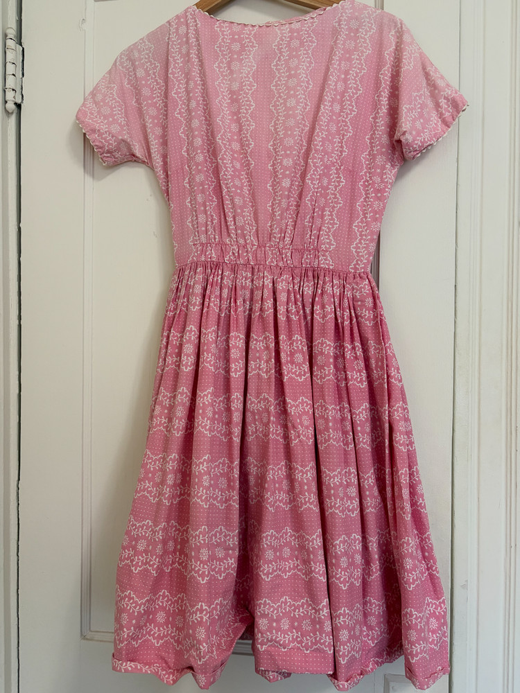 Vintage 1950s Lanz Originals Pink Cotton Dress XS/S Very Good Condition