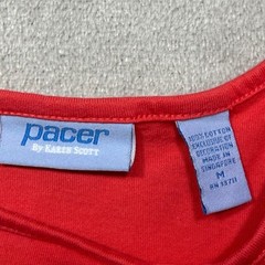 Vintage Pacer Karen Scott Red Floral Applique Cotton T-Shirt Size M 2000s Y2K