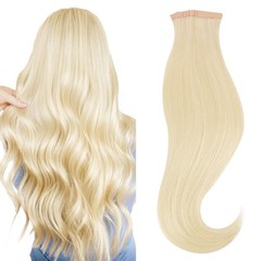 HOTBANANA 18″ Platinum Blonde Tape in Human Hair Extensions 20pcs 50g