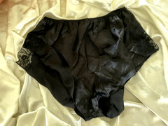 Vtg. Silk Tap Panty Lounge Wear Lingerie Shorts Black Floral Lace Panties Size M