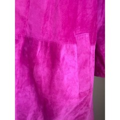 Danier Vintage Pink Suede Leather boho Y2K Mid Length Coat Jacket s retro whimsi
