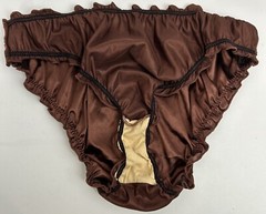 Glossy Butter Second Skin Satin Bikini Panties Sissy Wet Look Silky Ruffles M/L