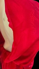vtg d.Frank womens red silky dress with open blouson back secretary 80s size 14