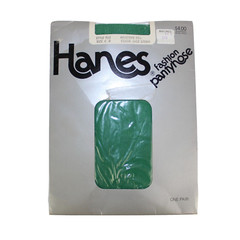 Vintage Hanes Fashion Pantyhose Jade Green Pinstripe 80s Style 952 Size C-D