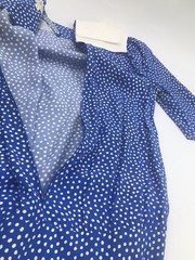 VTG Jane Schaffhausen Belle France Blue Polka Dot Belted Prairie Dress Size 4