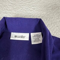 Vintage Units Top Women Size XL Purple Collared Short Sleeve Poly Made in USA