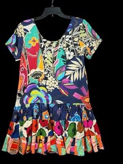 Vtg 80’s Jams World Womens S Rase Rain Rose Multicolored Dress Made In Hawaii US