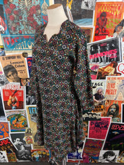 Vintage 60s-70s Mod Geometric Print Long Sleeve Tunic Top Dress PXS Retro