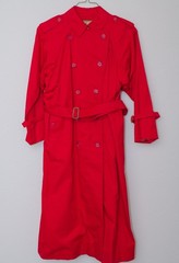 Vintage Burberrys Red Trench Coat Made England Removable Wool Liner Size 14